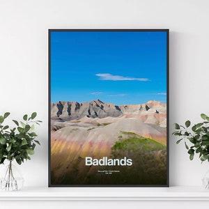 Badlands National Park Poster | Badlands Travel Print | USA National Park | Wall Art | Badlands Art Print | Parks Poster