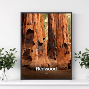 Redwood Nationalpark Poster | Redwood Forest Travel Print | USA Nationalpark | Wandkunst | Redwood Kunstdruck | Parks Poster
