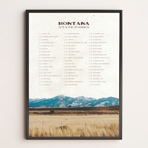 Montana State Park Checklist | WPA Poster | Vintage Travel Poster | Retro Travel Print | Travel Gift | Bucket List | Adventure Gift