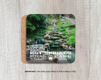 WPA Coaster | Hot Springs National Park | Cork back coaster | Travel decor | Travel gift | Vintage Travel Gift | Retro Travel Gift