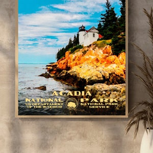 Acadia National Park Poster WPA Style | Vintage Travel Poster | Retro Travel Print | Vintage Travel Print | WPA Poster