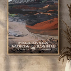 Estilo WPA do cartaz do parque nacional de Haleakala de <br> Entrega Rápida? Poster das viagens vintage | Impressão de viagem retrô | Impressão de viagens vintage | Pôster WPA