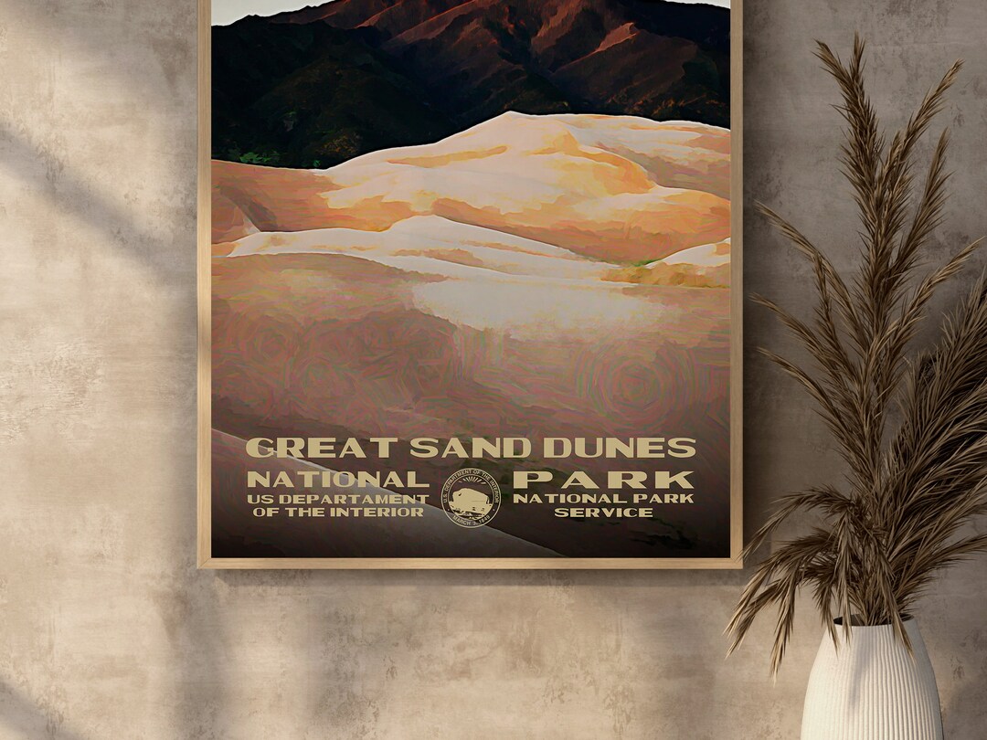 Great Sand Dunes National Park Poster WPA Style | Vintage Travel Poster ...
