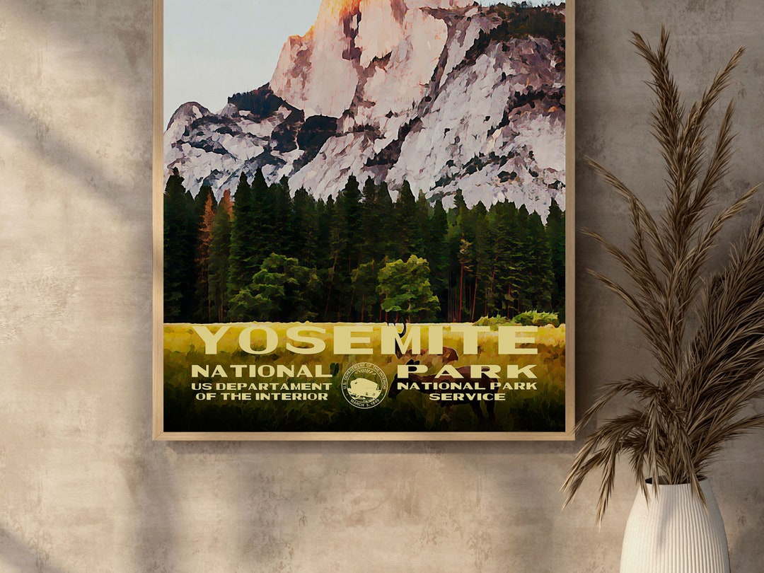 Yosemite National Park Poster WPA Style | Vintage Travel Poster | Retro ...