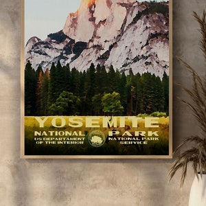 Yosemite National Park Poster WPA Style | Vintage Travel Poster | Retro Travel Print | Vintage Travel Print | WPA Poster