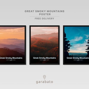 Great Smoky Mountains Poster | National Park Poster | Mountains Travel Print | Smoky USA National Park | Wall Art |  Smoky Mountains Poster