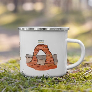 Enamel Mug | Arches National Park Mug Camp Gift | Campfire Mugs | Enamel Camping Mug | Outdoors Gift | Retro Camping Coffee Mug