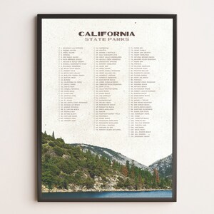 Lista de verificación del parque estatal de California / Cartel WPA / Cartel de viaje vintage / Impresión de viaje retro / Regalo de viaje / Lista de cubos / Regalo de aventura