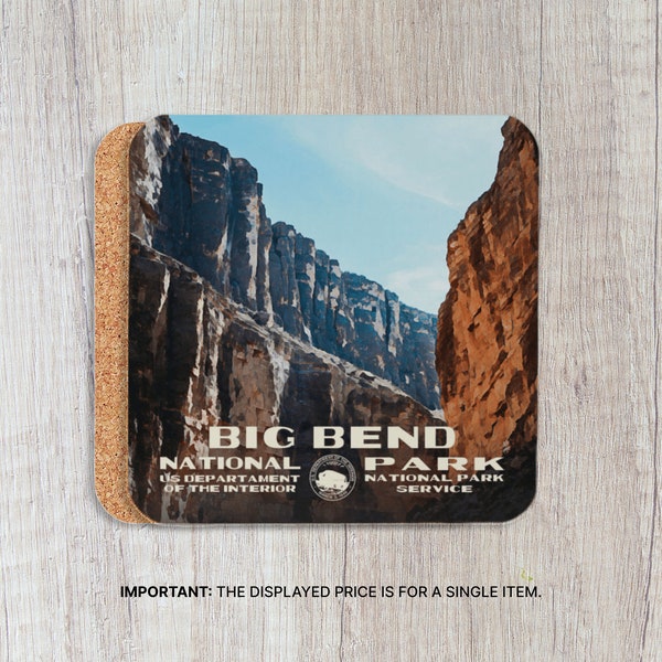 WPA Coaster | Big Bend National Park | Cork back coaster | Travel decor | Travel gift | Vintage Travel Gift | Retro Travel Gift