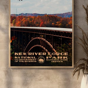 New River Gorge National Park Poster WPA Style | Vintage Travel Poster | Retro Travel Print | Vintage Travel Print | WPA Poster
