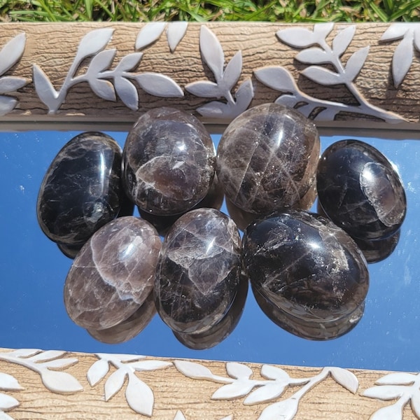 Black Rose Quartz Palm stones (RARE)