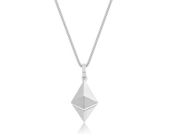 SOLID Micro ETHEREUM Piece Cryptocurrency Ethereum Pendant Currency of the future .925 sterling silver/ 14k Yellow or White Gold