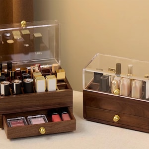 Engrave name Walnut Lipstick Organizers,Wooden Makeup Organizers,Cosmetic toiletry Storage,Lipstick Storage Rack,Lip Glaze Box,Gift for her