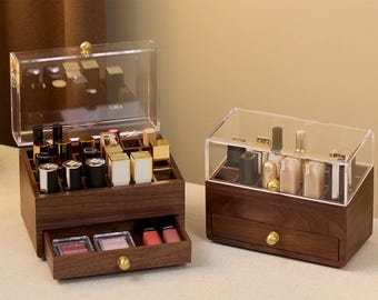 Engrave name Walnut Lipstick Organizers,Wooden Makeup Organizers,Cosmetic toiletry Storage,Lipstick Storage Rack,Lip Glaze Box,Gift for her