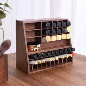 Zwart walnoothout opbergrek voor lippenstift, lippenstiftdoos, doos lipglazuur, lippenstiftopbergers, lippenstiftopslag, doos make-up beauty, cadeau voor vrouw