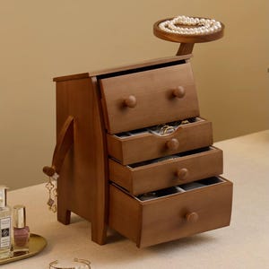 Cute cartoon Jewelry Box,Wooden Jewellry Box with Drawer,Girl's Jewelry Organizer Box,Necklace Earring Bracelet Storage Box,Birthday gift