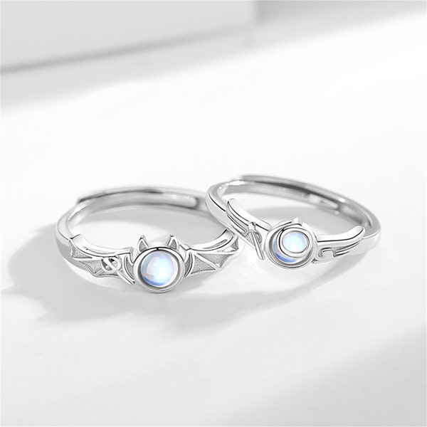 Angel Demon Best friends Rings Silver Bestie Rings Angel Wings Girl Ring Couple Ring Trendy Best friend gift Cadeau d'anniversaire,