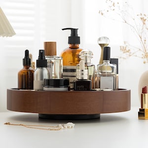 Wood Revolve Cosmetic Storage Tray,Makeup Organizer for Beauty Tools,Products,Cosmetic Organizer,Kitchen storage turntable,Gift for her