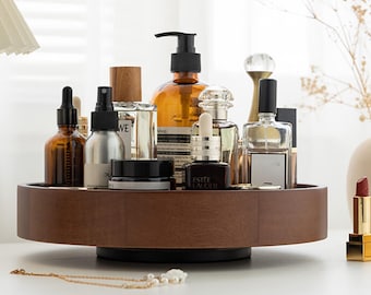 Wood Revolve Cosmetic Storage Tray,Makeup Organizer for Beauty Tools,Products,Cosmetic Organizer,Kitchen storage turntable,Gift for her