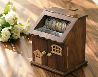 Creative fairy tale cottage jewelry box, Necklace Earring Ring Storage