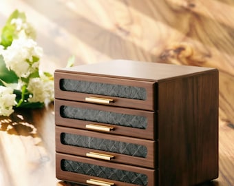 4 layer Wooden desktop storage Box: Filing cabinet/Jewelry box