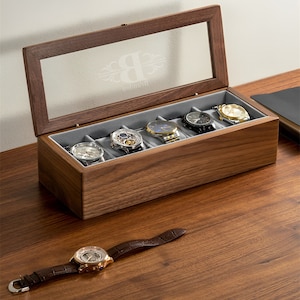 Walnut Wood watch Box for men,3/5 slots Watch Storage Stand,Watch cabinet case  Organizer Storage,Watch Display Holder,Gift for Father him
