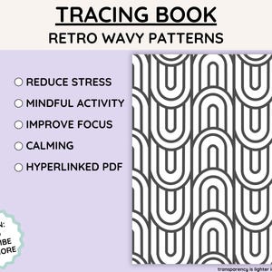mindfulness tracing for remarkable, calming workbook activity for stress relief, procreate tracing templates, adult mindful tracing activity