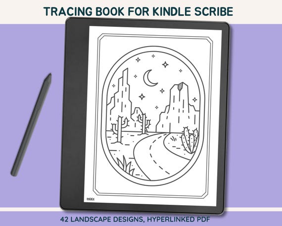 Kindle Scribe Tracing Book: 42 Line Art Landscapes (PDF)