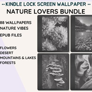 nature lover kindle wallpaper bundle, epub lockscreen, kindle scribe wallpaper, nature lover kindle lock screen, flower kindle wallpaper