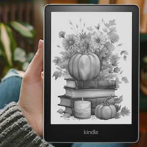 bookish autumn kindle wallpaper, book lover kindle wallpaper, no border kindle, ereader lockscreen, books and pumpkins kindle wallpaper,