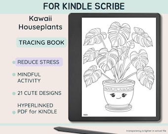 For Kindle Scribe Kawaii Houseplant Tracing Book: Mindful Art (PDF)
