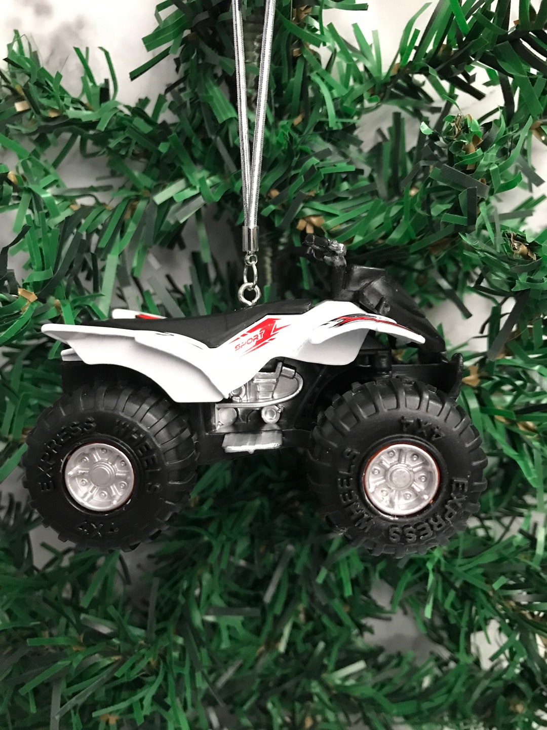 ATV White 4 Wheeler Christmas Tree Ornament - Etsy