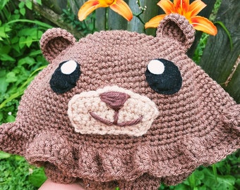 Sombrero de cubo de oso de peluche de ganchillo