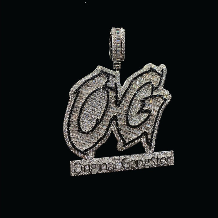 Two Tone Color CZ Letter OG Original Gangster Pendant | Etsy