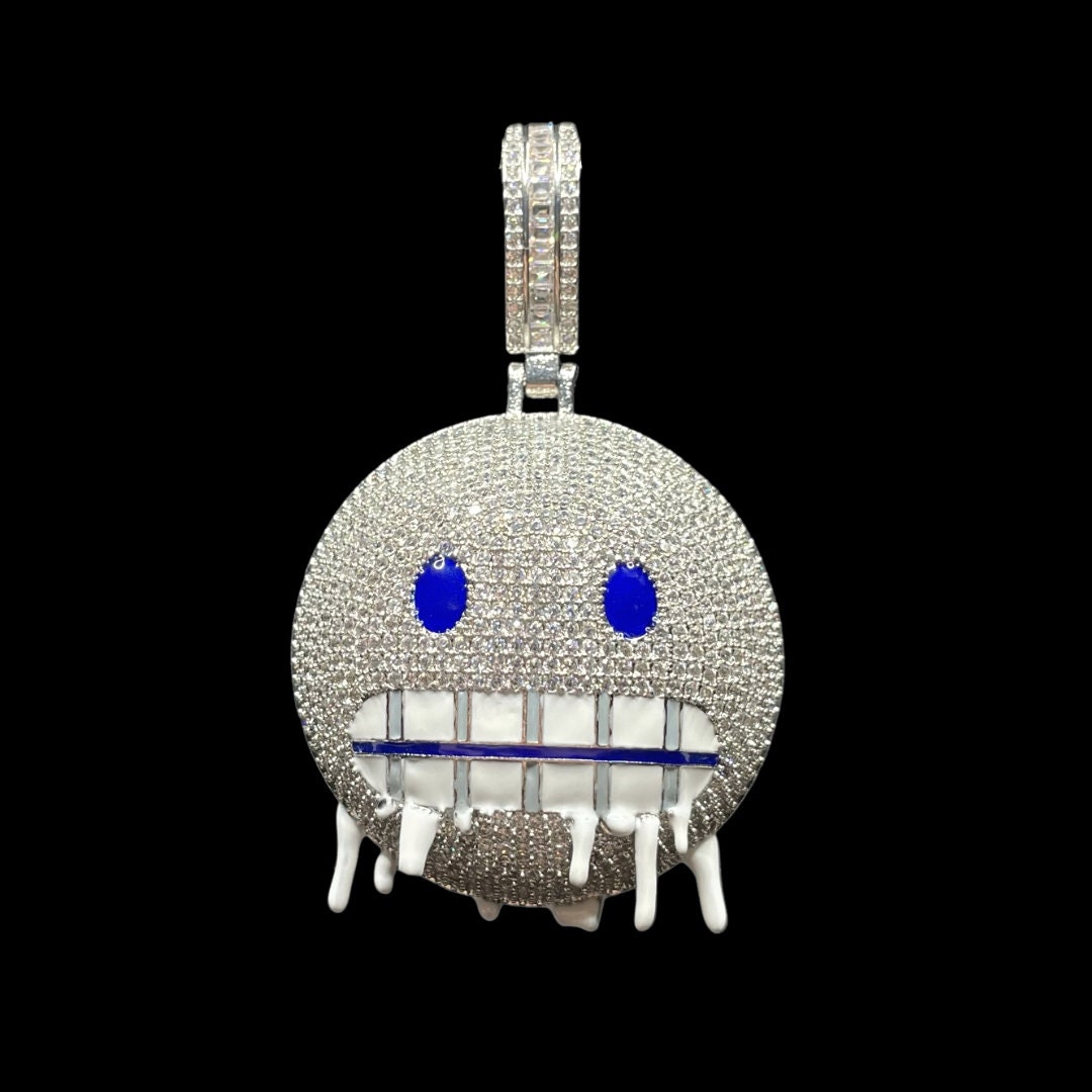 Blue Eyed Drippy Mouth Iceman Iced Out Pendant Jewelry Hip Etsy