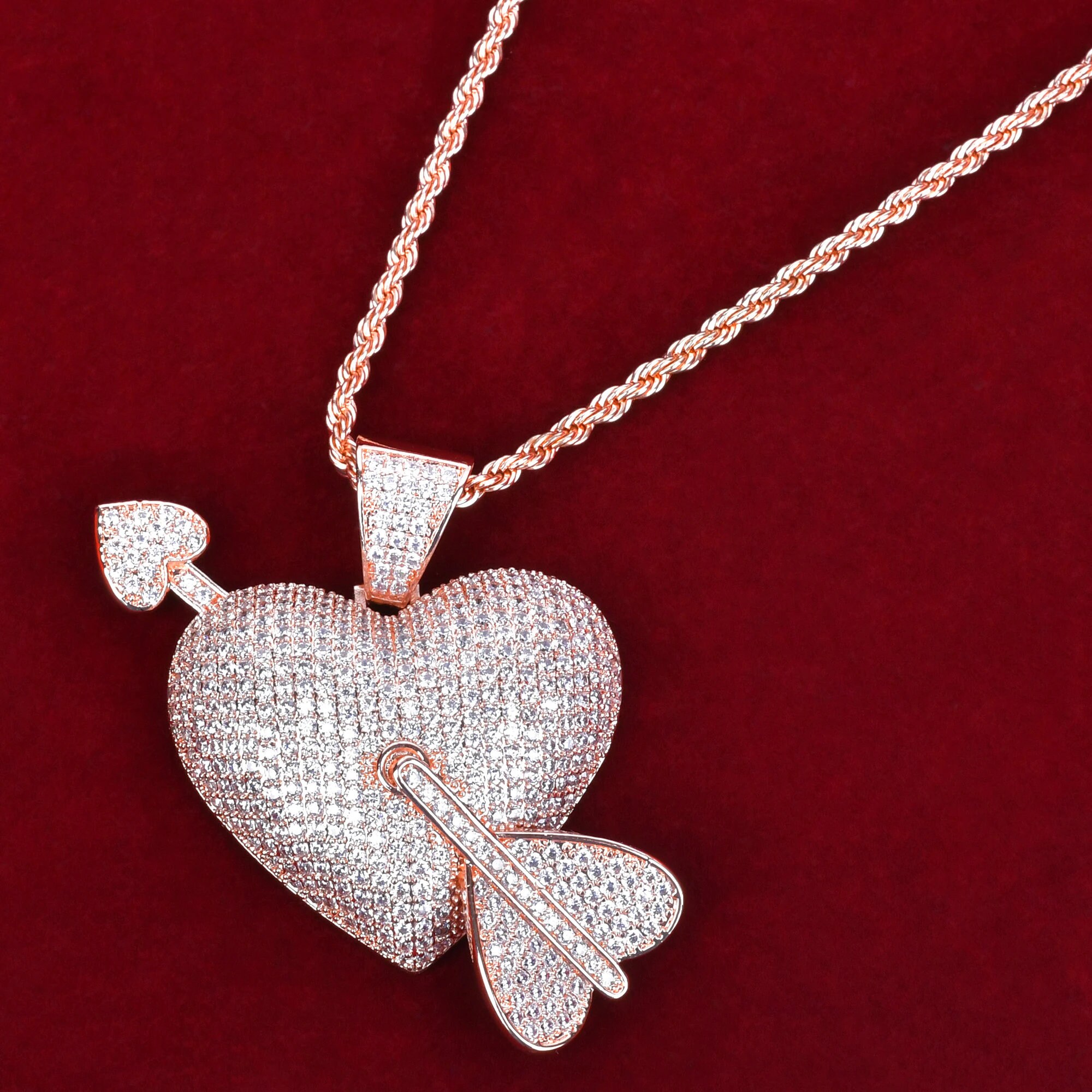 Half heart pendant iced out sale