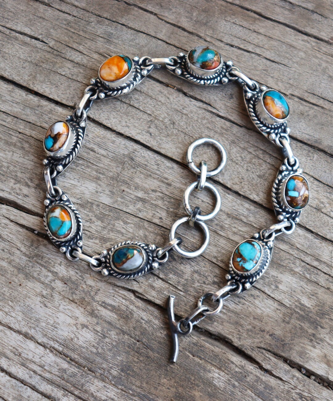 Spiny Oyster and Turquoise Wrap Bracelet main image 1