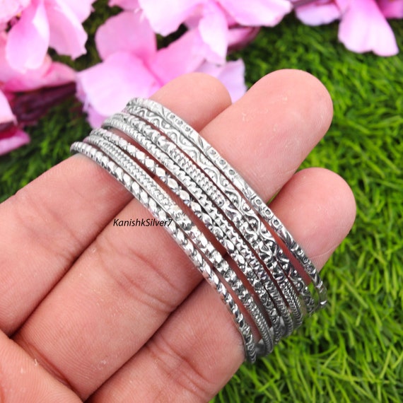 Sterling Silver Bangle Set Handmade Bangle Dainty Bangle Etsy