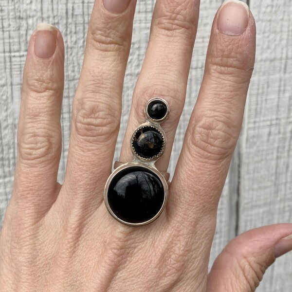 Natural Black Onyx, Gemstone Ring, Sterling Silver Ring, Unique Ring, Trust Ring, Gift For BF, Women Ring, Black Onyx Ring, Bohemian Ring