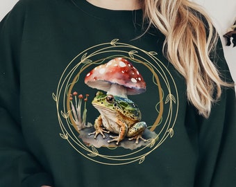 Frog Toad Crewneck Sweatshirt, Vintage Sweatshirt, Cottagecore Aesthetic, Cute Frog Sweatshirt