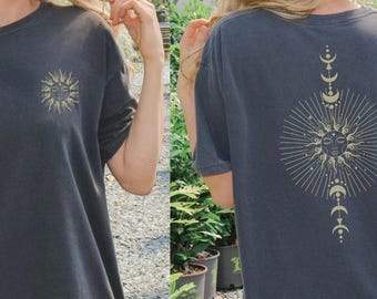 Celestial Sun Front Back Comfort Colors Tee, Mystical Shirt, Astrology Tshirt, Sun and Moon Tee