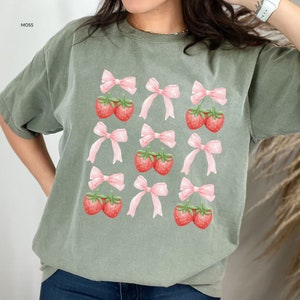 Coquette Cherries Bows Comfort Colors Tee, Mothers Day Gift, Mom Tshirt, Cherries with Bows Graphic Tee, Y2k Trendy TShirt