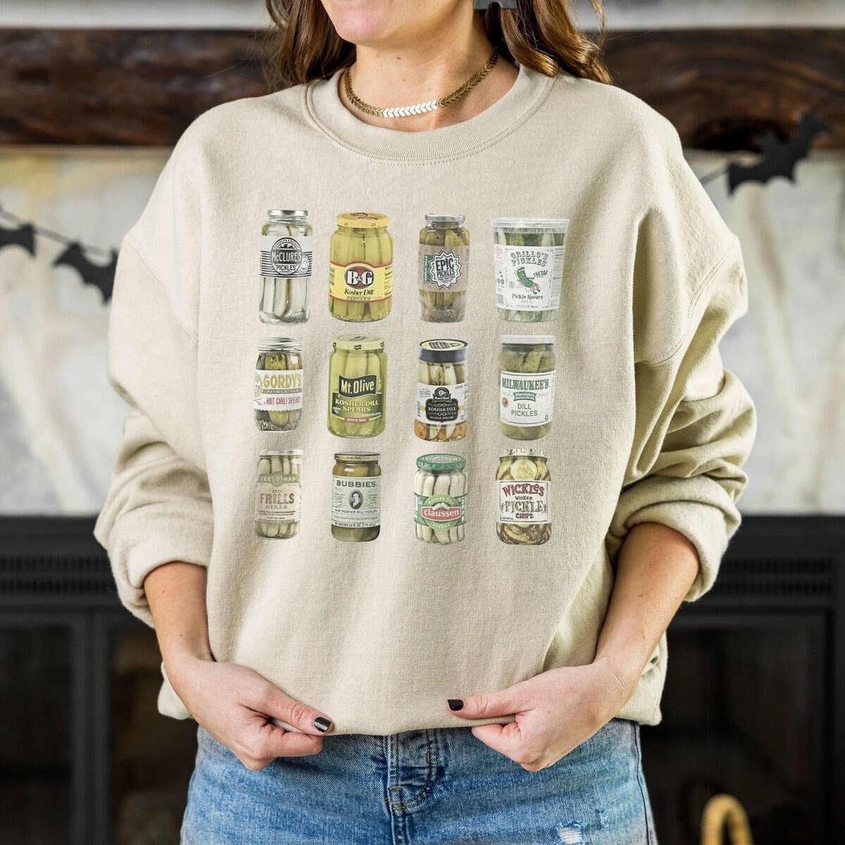 Discover Vintage Canned Pickles Sweatshirt, Pickle Crewneck Sweatshirt.