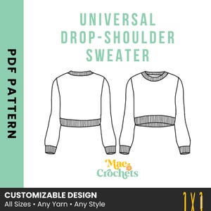 Crochet Sweater PATTERN / Universal Drop-Shoulder Sweater / Tunisian Stitch / Instant Downloadable PDF Pattern / Interactive PDF Pattern