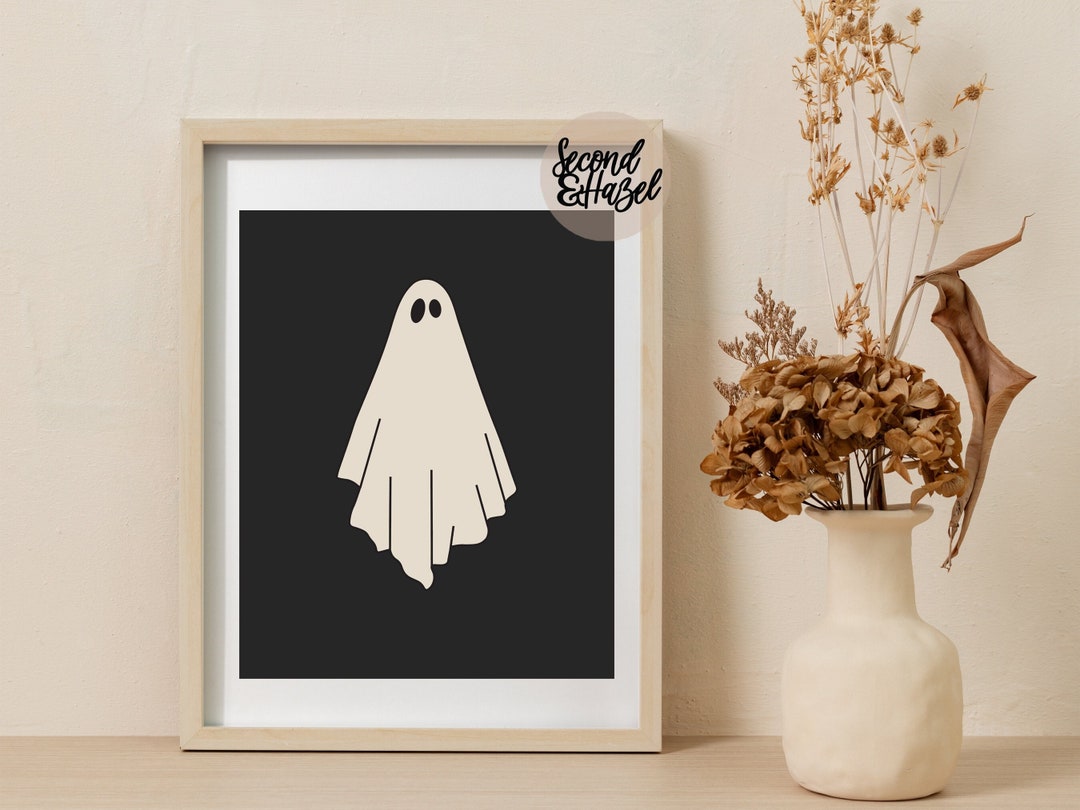 Halloween Ghost Print Vintage Halloween Illustration Simple Etsy