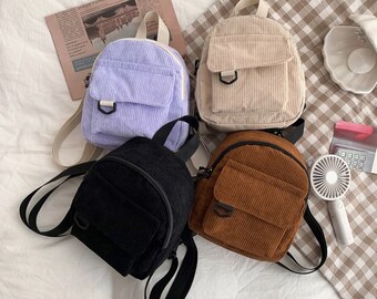 Mini backpack, Cute small backpack, ita backpack, corduroy aesthetic backpack, kawaii girls backpack, novelty bag, mini backpack purse