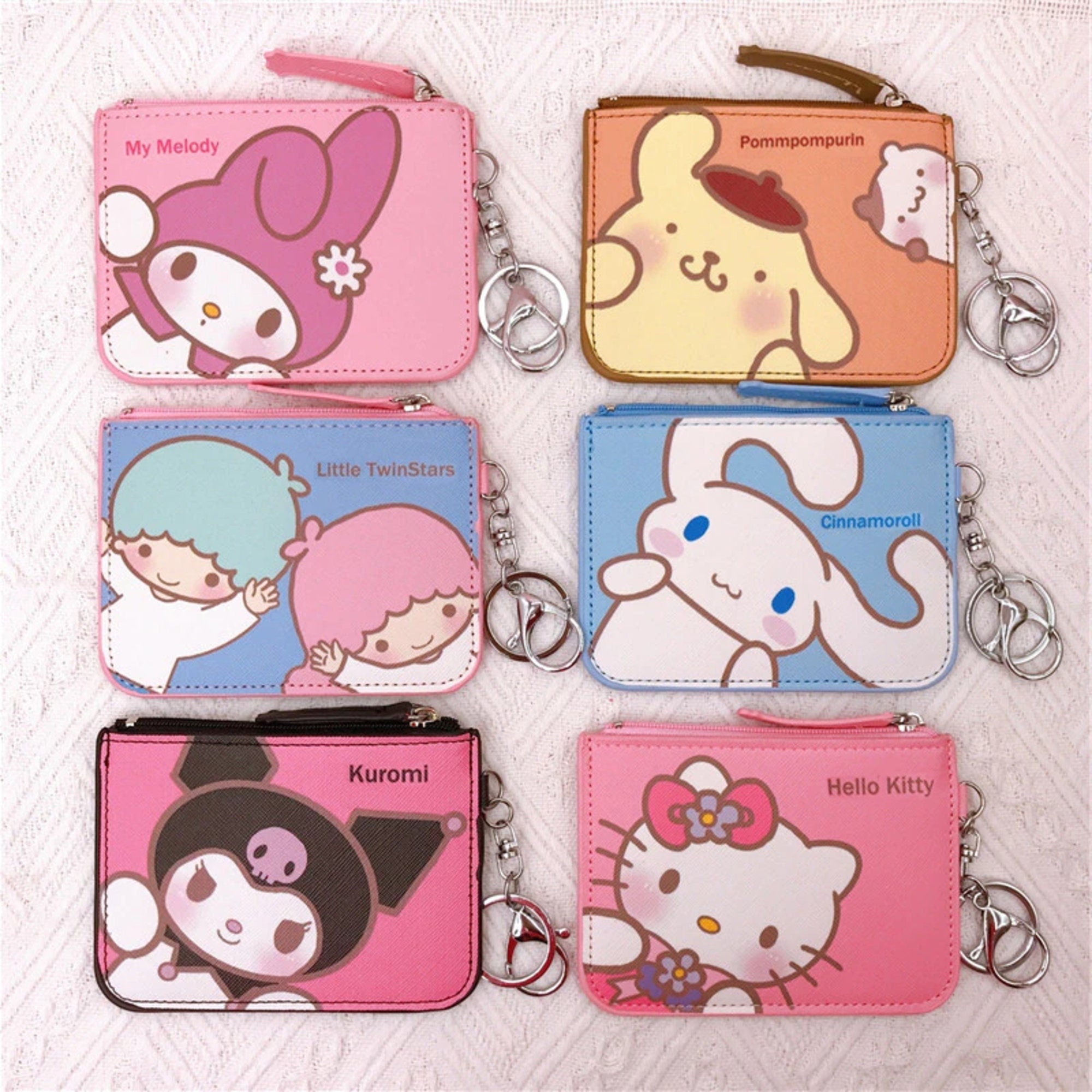 Kawaii Kitty Cat Badge Wallet with Lanyard, ID Purse Pouch with Buckle,  Wallet Durable Credit card holder Money Bag for Students Teens Girls Boys