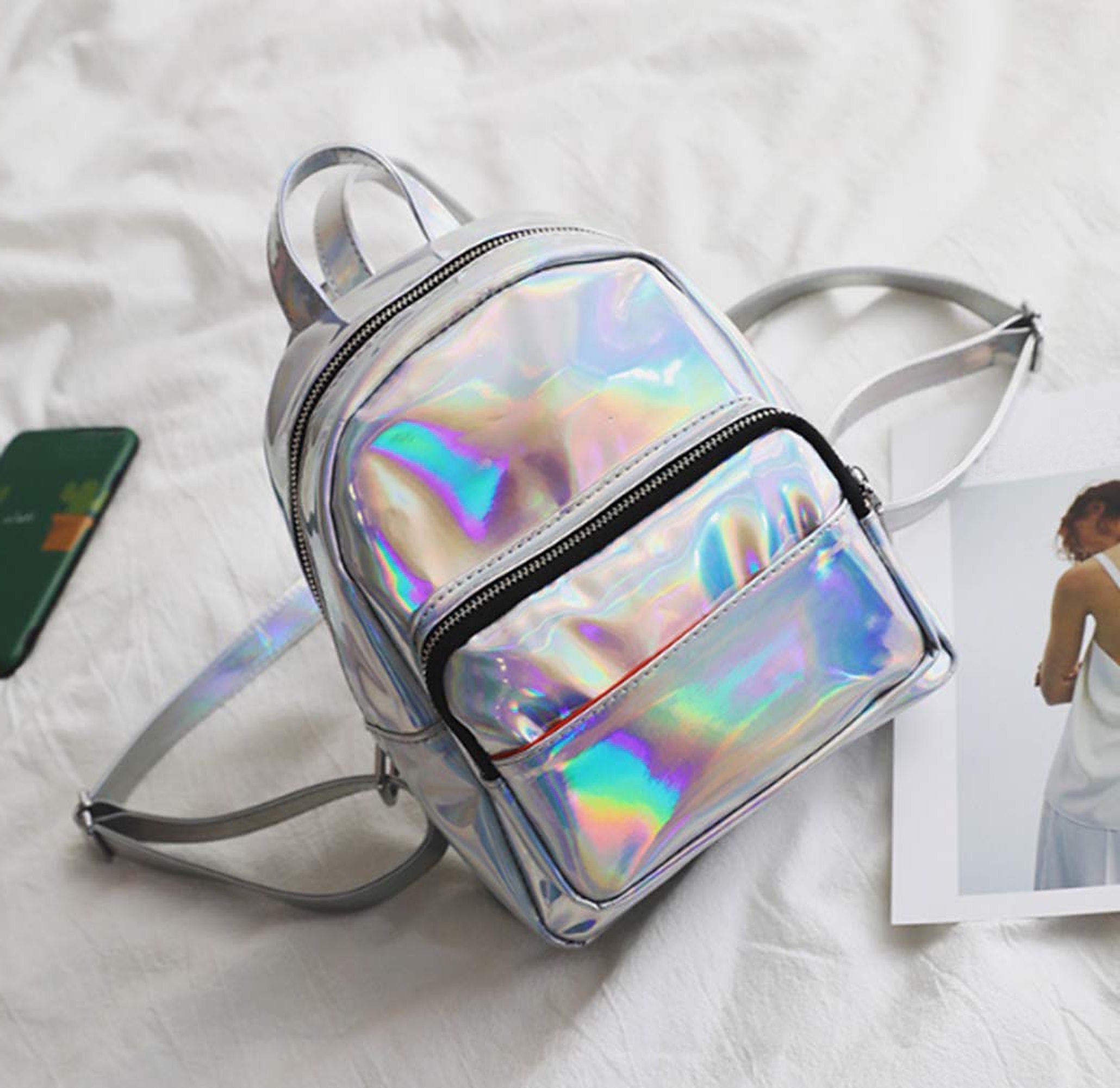 Girls' 8.75 Hologram Mini Backpack - art class™ Silver