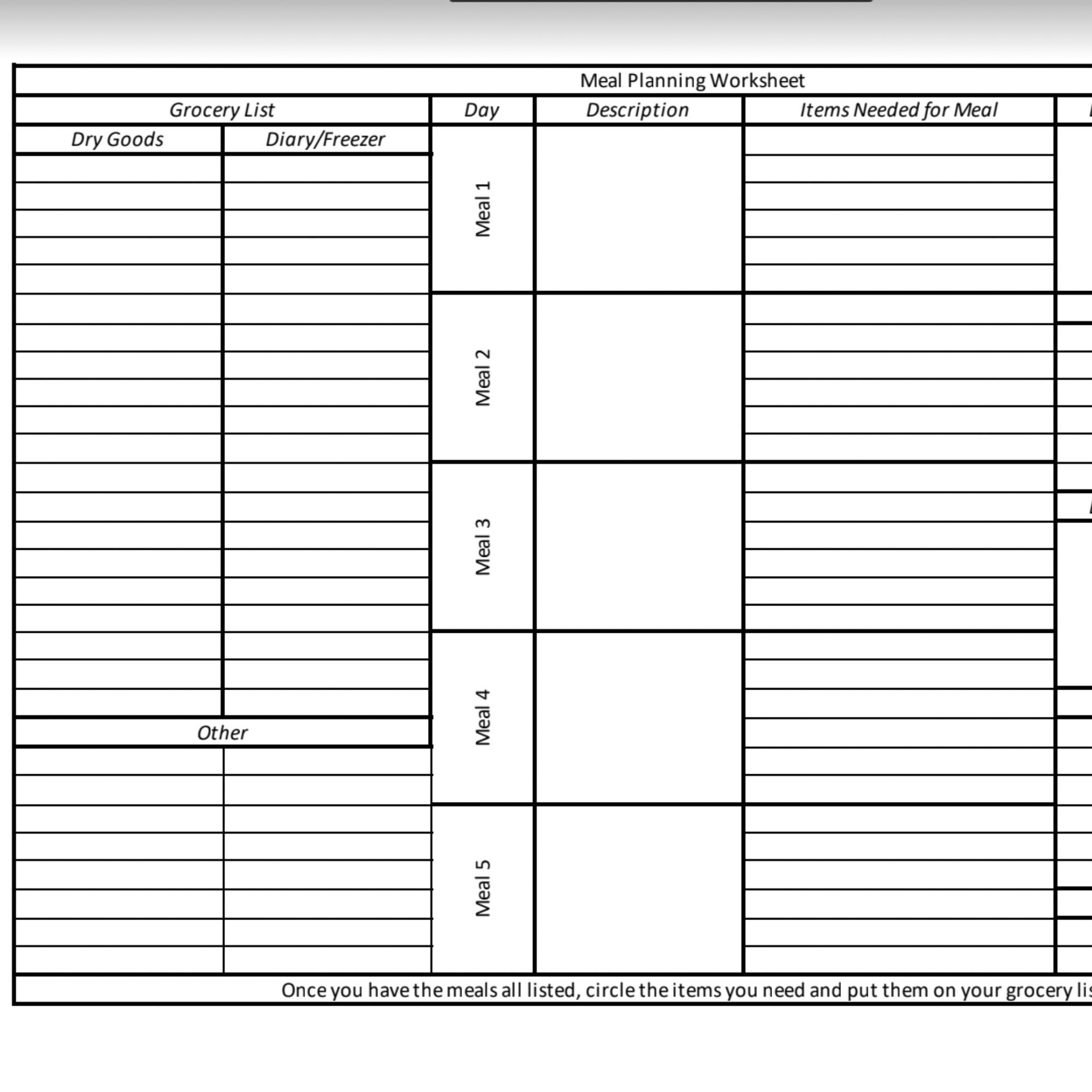 Meal Plan PDF Printable Weekly Grocery List Meal Planner Etsy