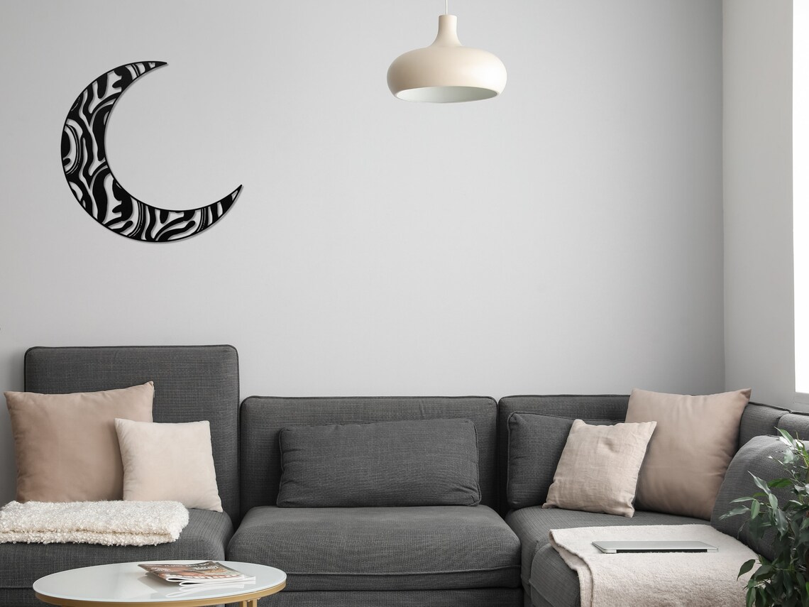 Abstract Moon Metal Wall Art Metal Wall Decor Metal Moon Etsy